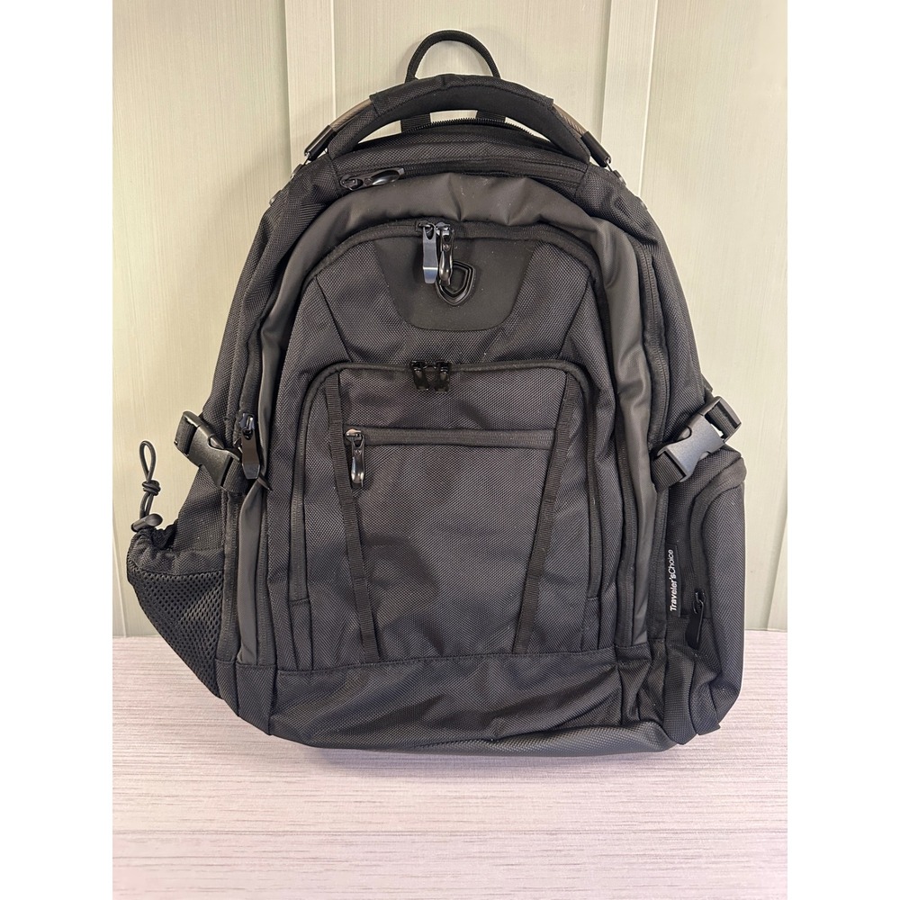 Travelers Choice Flotek Laptop Backpack Black Ballistic Nylon RFID Travel Bag